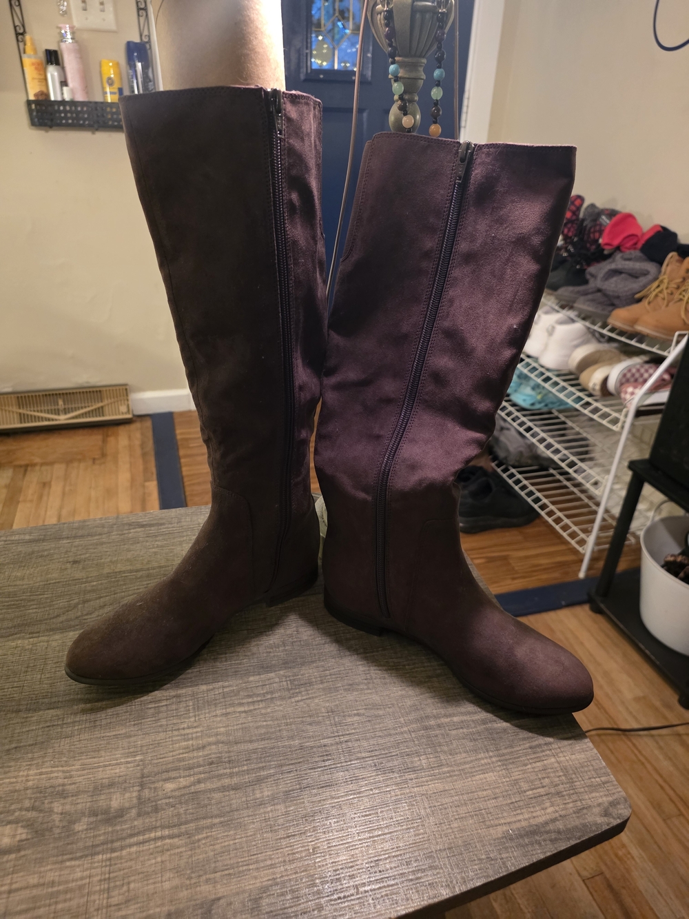 Women's Tall Zip-Front Suede Boots in Brown